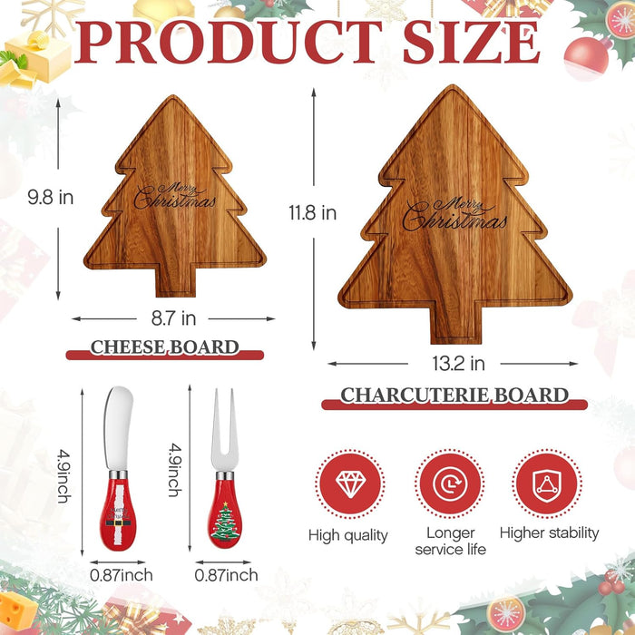 Ziliny Tabla de Charcutería de Árbol de Navidad Tabla Navideña de Cortar Queso Plato de Madera - Quierox - Tienda Online