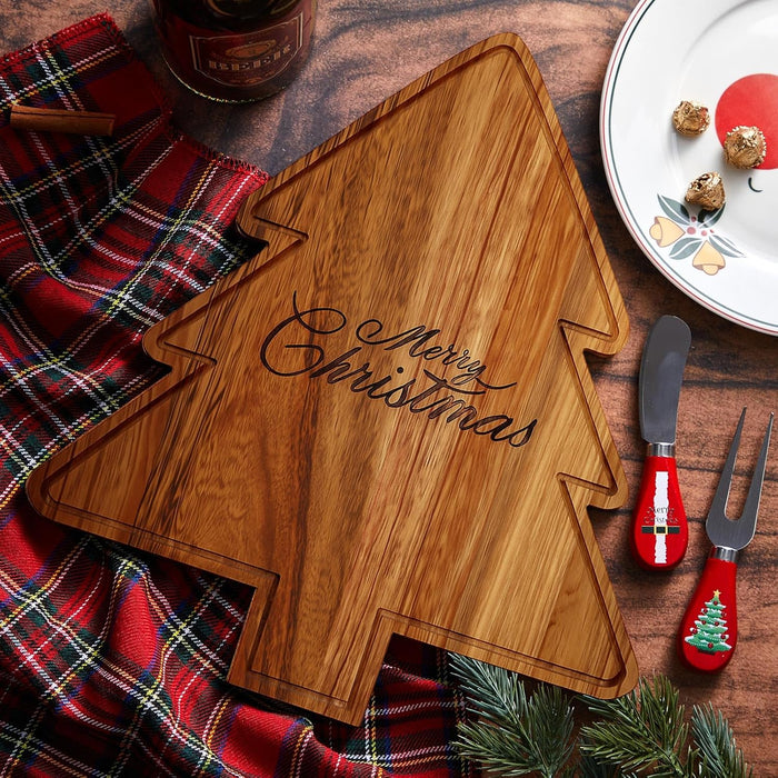 Ziliny Tabla de Charcutería de Árbol de Navidad Tabla Navideña de Cortar Queso Plato de Madera - Quierox - Tienda Online