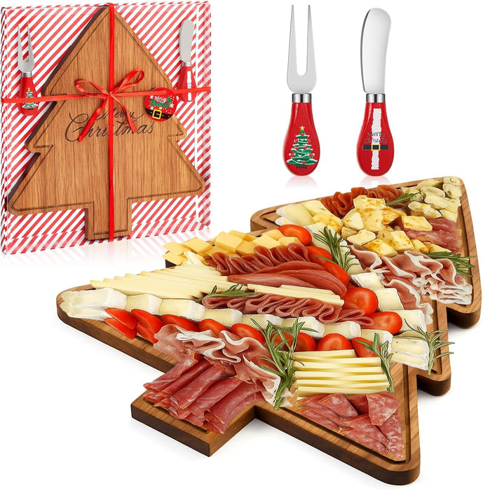 Ziliny Tabla de Charcutería de Árbol de Navidad Tabla Navideña de Cortar Queso Plato de Madera - Quierox - Tienda Online
