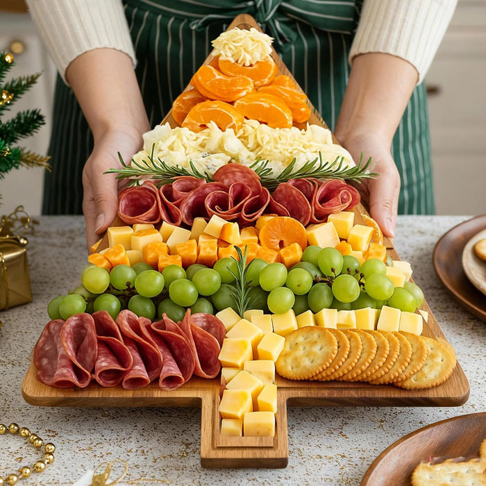 Ziliny Tabla de Charcutería de Árbol de Navidad Tabla Navideña de Cortar Queso Plato de Madera - Quierox - Tienda Online