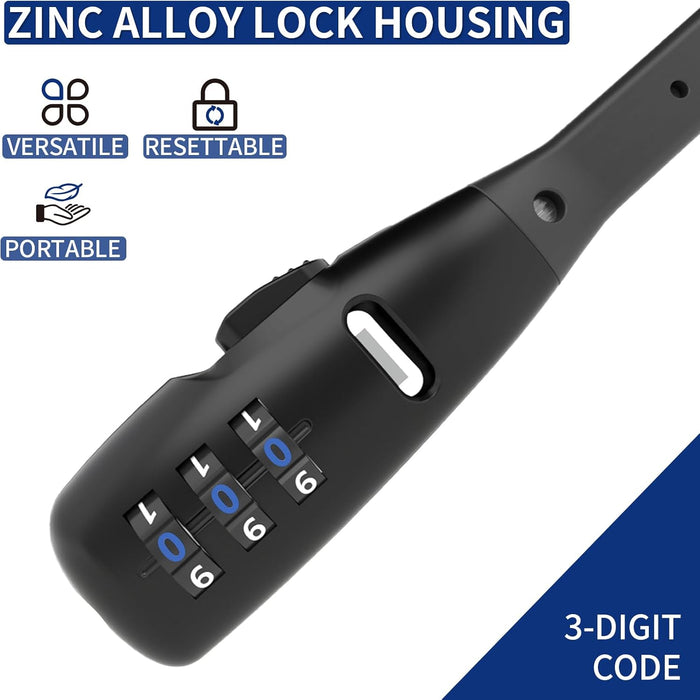 Zip Tie Lock - Candado con cable ajustable de 3 dígitos para portabicicletas (paquete de 4) - Quierox - Tienda Online