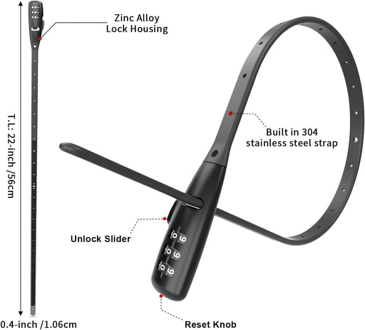 Zip Tie Lock - Candado con cable ajustable de 3 dígitos para portabicicletas (paquete de 4) - Quierox - Tienda Online