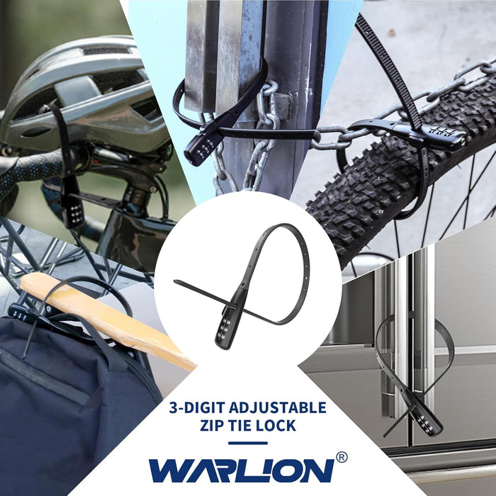 Zip Tie Lock - Candado con cable ajustable de 3 dígitos para portabicicletas (paquete de 4) - Quierox - Tienda Online