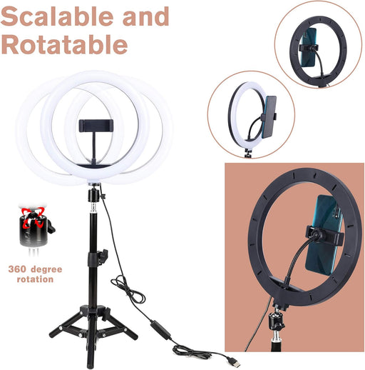 ZoMei Anillo de luz LED para selfie de 10 pulgadas con trípode y soporte para teléfono - Quierox - Tienda Online