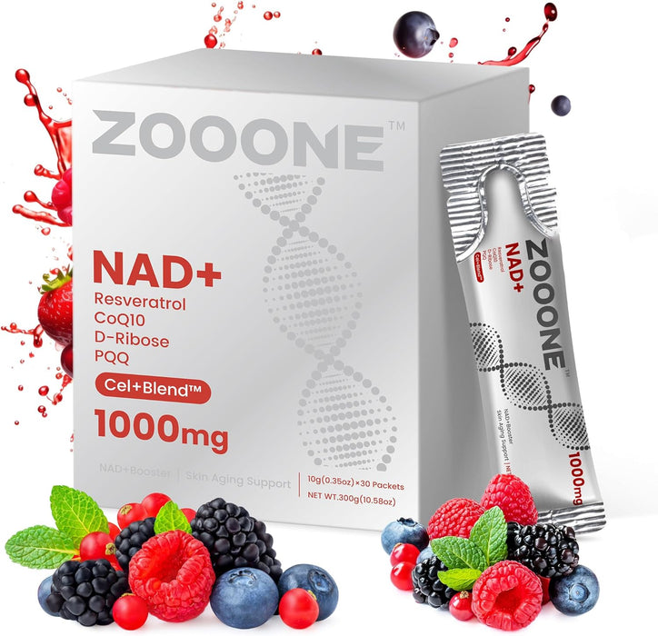 Zooone NAD+ 1000 mg Suplemento en sobres líquidos Nicotinamida ribósido y resveratrol (30 sobres) - Quierox - Tienda Online