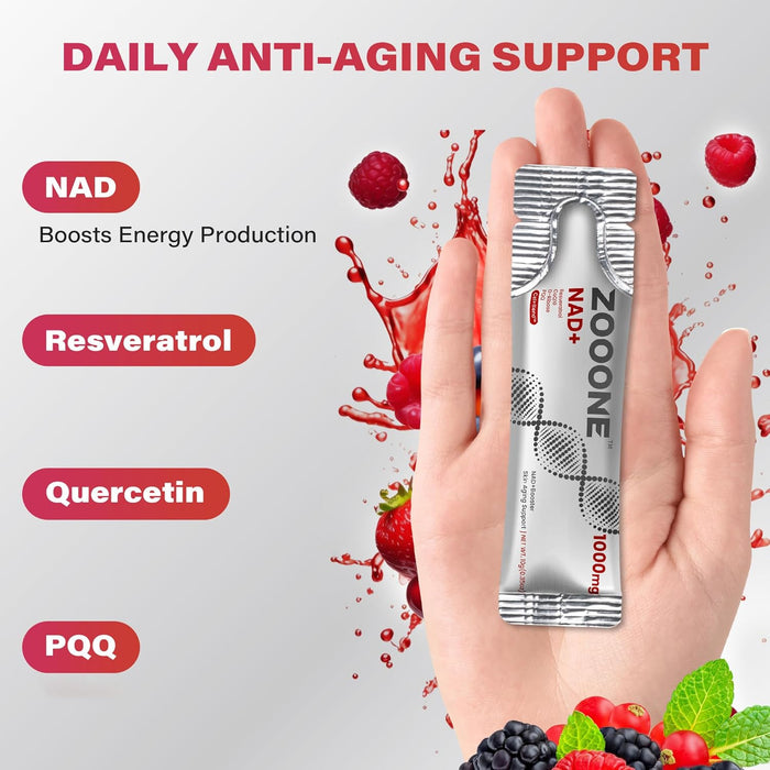 Zooone NAD+ 1000 mg Suplemento en sobres líquidos Nicotinamida ribósido y resveratrol (30 sobres) - Quierox - Tienda Online