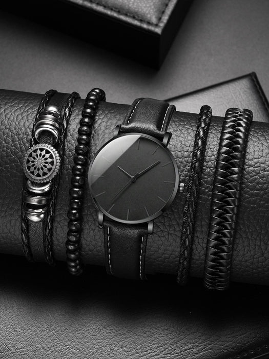 1 pieza Reloj de cuarzo con esfera redonda de negocios con correa de poliuretano - Quierox - Tienda Online