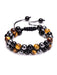 1 pulsera trenzada de doble hilera de ojo de tigre natural - Quierox - Tienda Online