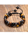1 pulsera trenzada de doble hilera de ojo de tigre natural - Quierox - Tienda Online