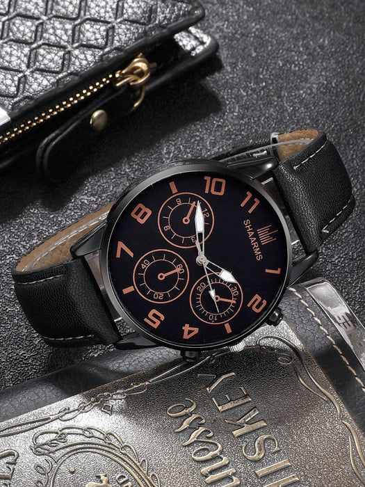 1 reloj redondo de cuarzo para hombre y 4 pulseras. - Quierox - Tienda Online