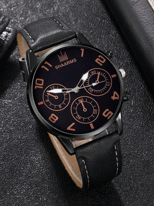 1 reloj redondo de cuarzo para hombre y 4 pulseras. - Quierox - Tienda Online