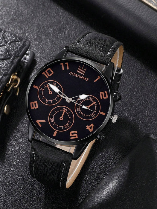 1 reloj redondo de cuarzo para hombre y 4 pulseras. - Quierox - Tienda Online