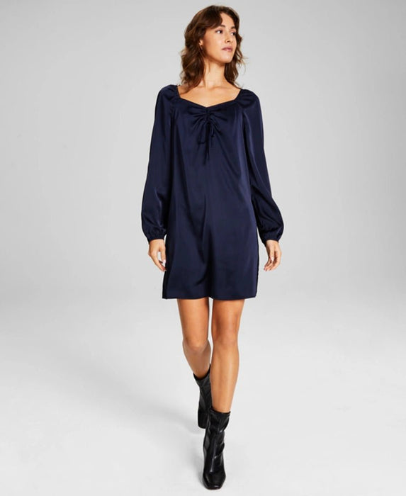 AND NOW THIS-vestido campesino de manga larga fruncido - Quierox - Tienda Online