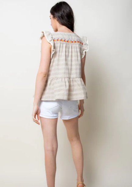 Anthropologie Zayn Peplum Top de cuadros de algodón - Quierox - Tienda Online