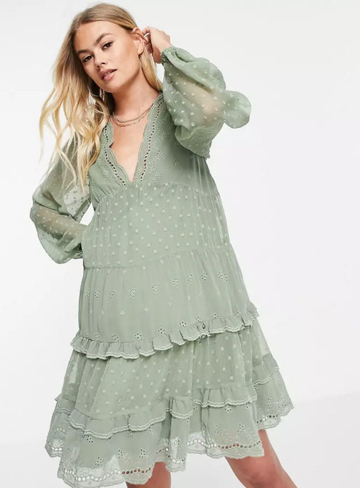 ASOS DESIGN Minivestido de maternidad con capas en dobby mixto - Quierox - Tienda Online