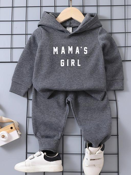 Bebé Capucha térmica con estampado de slogan con pantalones deportivos - Quierox - Tienda Online