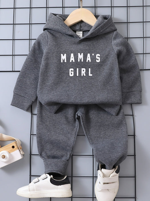 Bebé Capucha térmica con estampado de slogan con pantalones deportivos - Quierox - Tienda Online