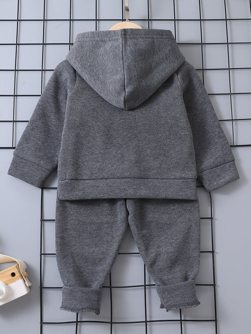 Bebé Capucha térmica con estampado de slogan con pantalones deportivos - Quierox - Tienda Online