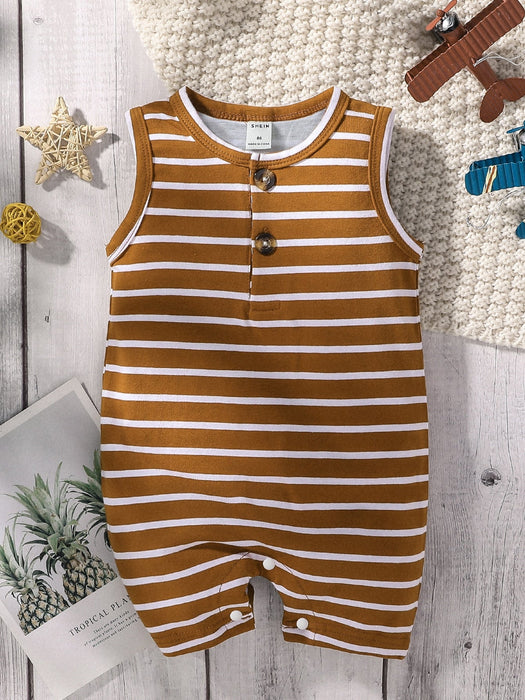 Bebé niño Mono de rayas con botón delantero - Quierox - Tienda Online