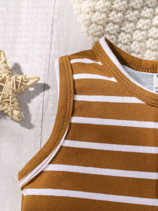 Bebé niño Mono de rayas con botón delantero - Quierox - Tienda Online