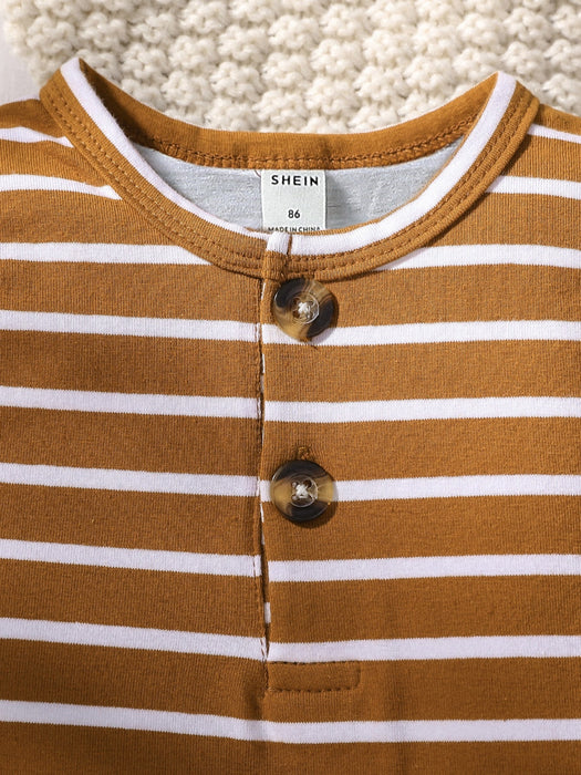 Bebé niño Mono de rayas con botón delantero - Quierox - Tienda Online
