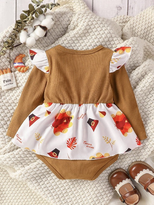 Bebé Vestido body de combinación con estampado de día de Gracias ribete - Quierox - Tienda Online