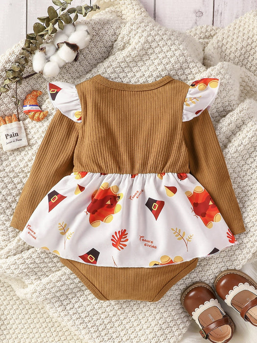 Bebé Vestido body de combinación con estampado de día de Gracias ribete - Quierox - Tienda Online