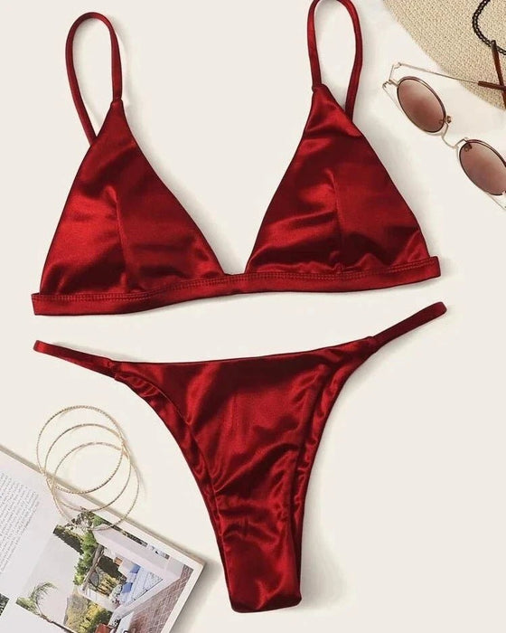 Bikini de satin con tanga - Quierox - Tienda Online