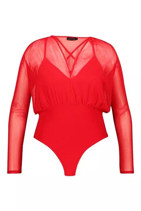 BOOHOO BODY CON TIRAS 2 EN 1 DE MALLA RED PLUS - Quierox - Tienda Online