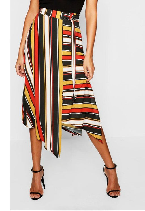 BOOHOO FALDA MIDI TEJIDA CON RAYAS EN CONTRASTE - Quierox - Tienda Online