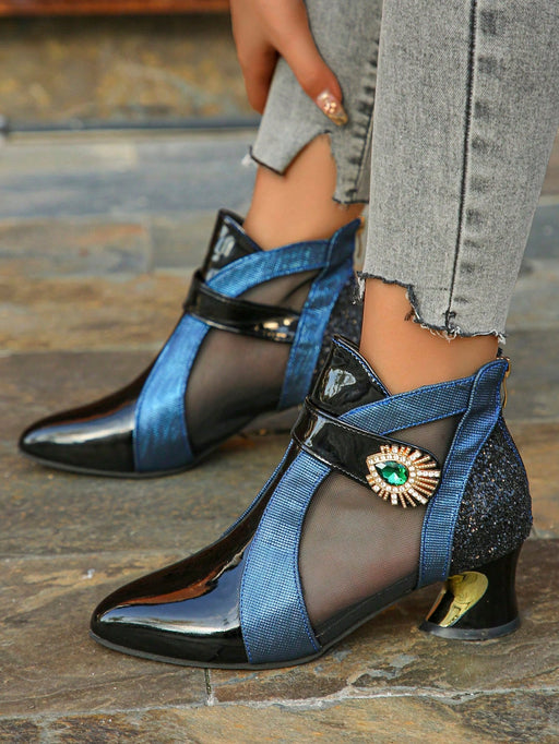 Botas De Tacón Alto Para Mujer, Tacón Grueso De Talla Grande, Botines De Tobillo - Quierox - Tienda Online