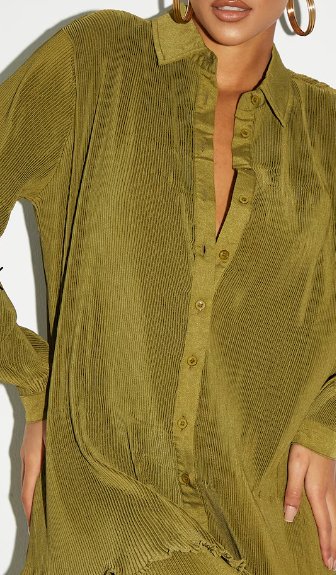 Camisa Extragrande Con Detalle De Puños Y Plisado En Verde Oliva De Tall - Quierox - Tienda Online