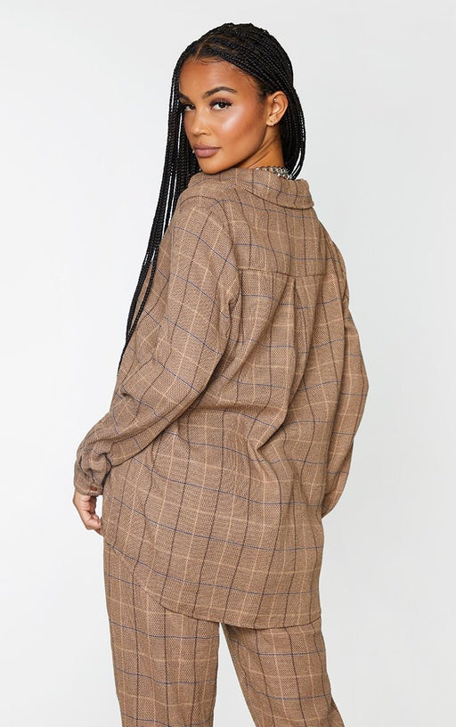 Camisa Extragrande Con Estampado De Cuadros Marrón - Quierox - Tienda Online