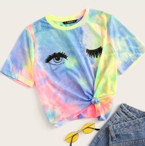 Camiseta con estampado de ojos y pestañas - Quierox - Tienda Online