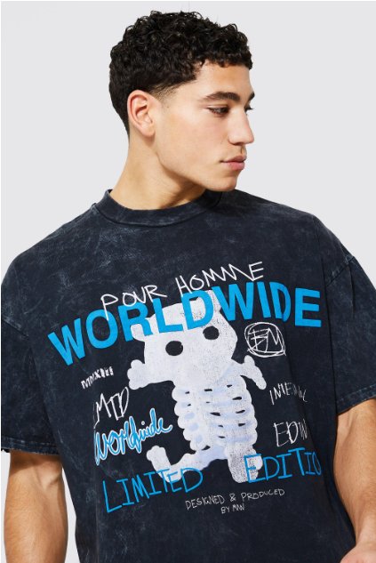 CAMISETA EXTRAGRANDE CON ESTAMPADO DE OSO ESQUELETO - Quierox - Tienda Online