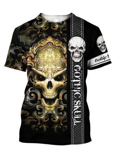 Camiseta Unisex con estampado 3D de calavera y rosa para hombre - Quierox - Tienda Online