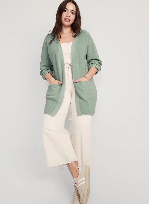 Cardigan largo con frente abierto y puntada shaker - Quierox - Tienda Online