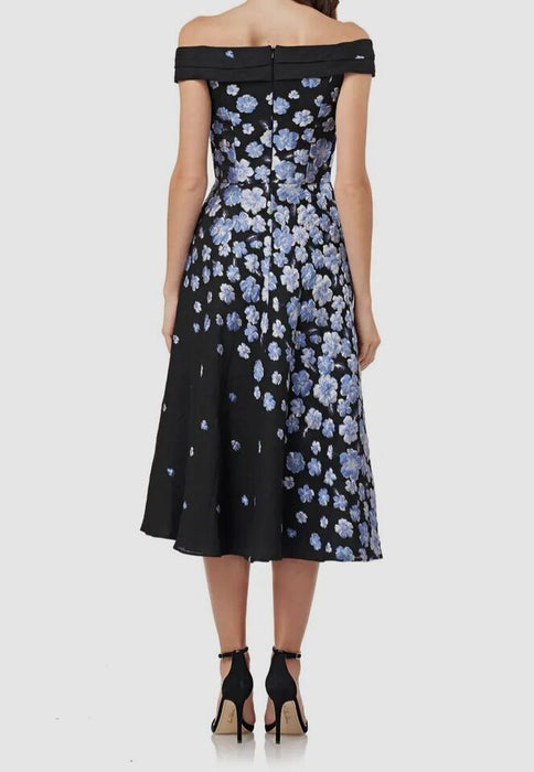 Carmen Marc Valvo Vestido Jacquard negro al hombro - Quierox - Tienda Online