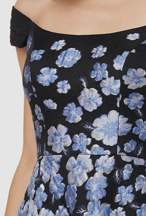 Carmen Marc Valvo Vestido Jacquard negro al hombro - Quierox - Tienda Online