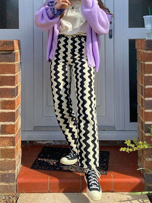 CIDER Pantalones rectos con estampado de ondas - Quierox - Tienda Online