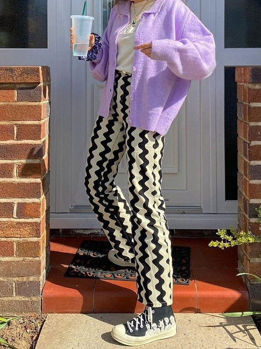 CIDER Pantalones rectos con estampado de ondas - Quierox - Tienda Online