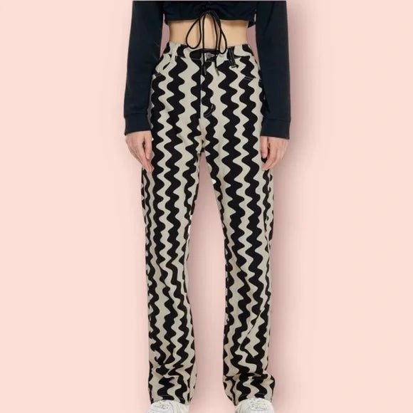 CIDER Pantalones rectos con estampado de ondas - Quierox - Tienda Online