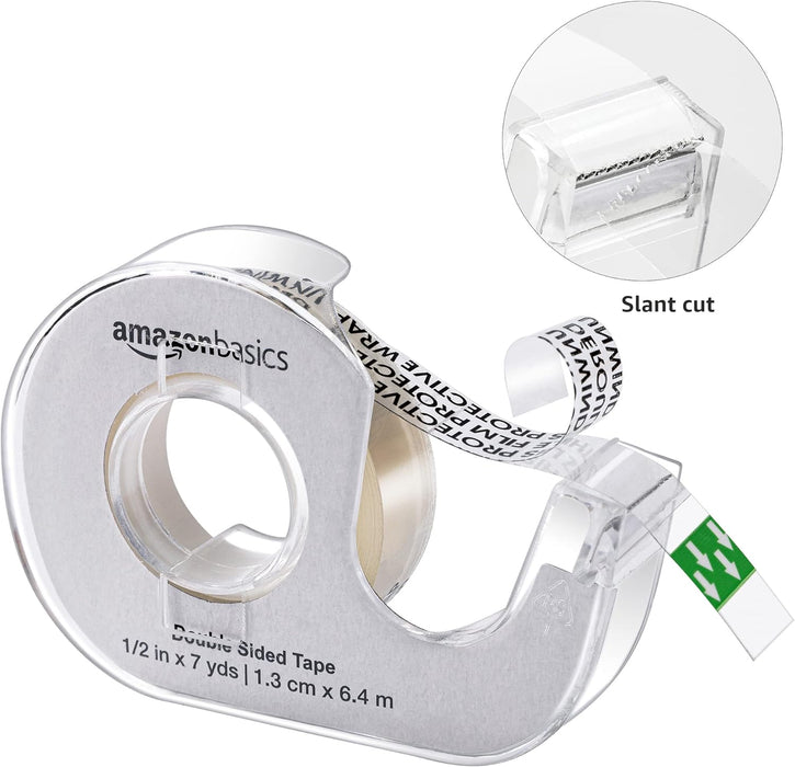 Cinta de doble cara con dispensador, ancho estrecho, 1/2 x 252 pulgadas - Quierox - Tienda Online