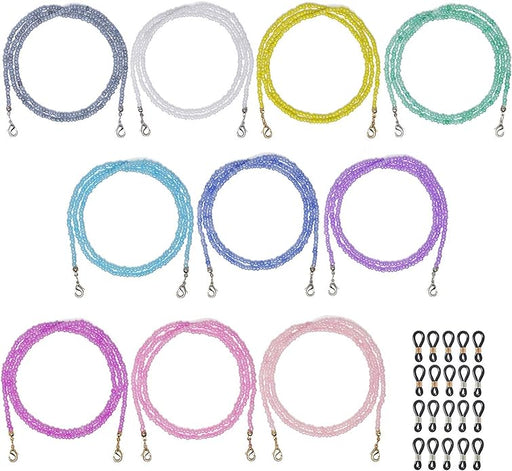 Coiris Paquete de 10 soportes para mascarillas, cadena para gafas, cordón con clips, 80 cm - Quierox - Tienda Online