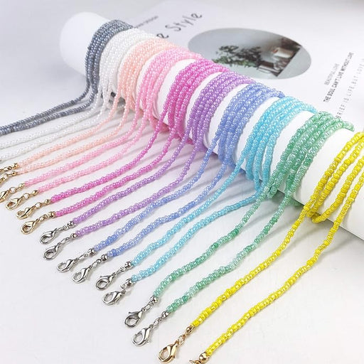 Coiris Paquete de 10 soportes para mascarillas, cadena para gafas, cordón con clips, 80 cm - Quierox - Tienda Online