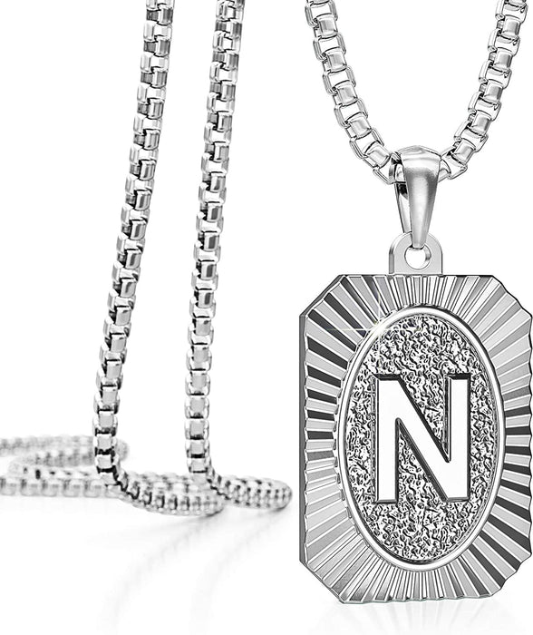 Collar de Acero Inoxidable de 22 Pulgadas con Inicial para Hombres y Mujeres - Quierox - Tienda Online