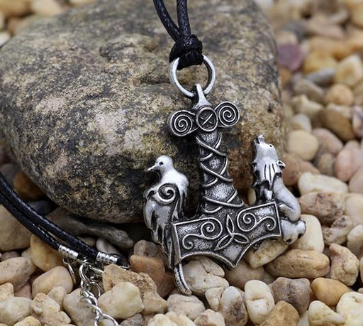 Collar nórdico Odin Thors de lobo y cuervo con colgante de pájaros antiguos - Quierox - Tienda Online