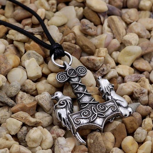 Collar nórdico Odin Thors de lobo y cuervo con colgante de pájaros antiguos - Quierox - Tienda Online