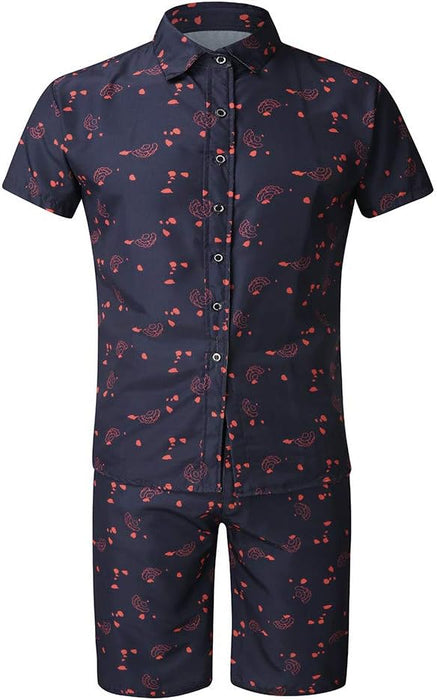 Conjunto de camisa y pantalones cortos para hombre, estampado de estilo bohemio - Quierox - Tienda Online