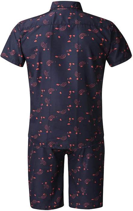 Conjunto de camisa y pantalones cortos para hombre, estampado de estilo bohemio - Quierox - Tienda Online